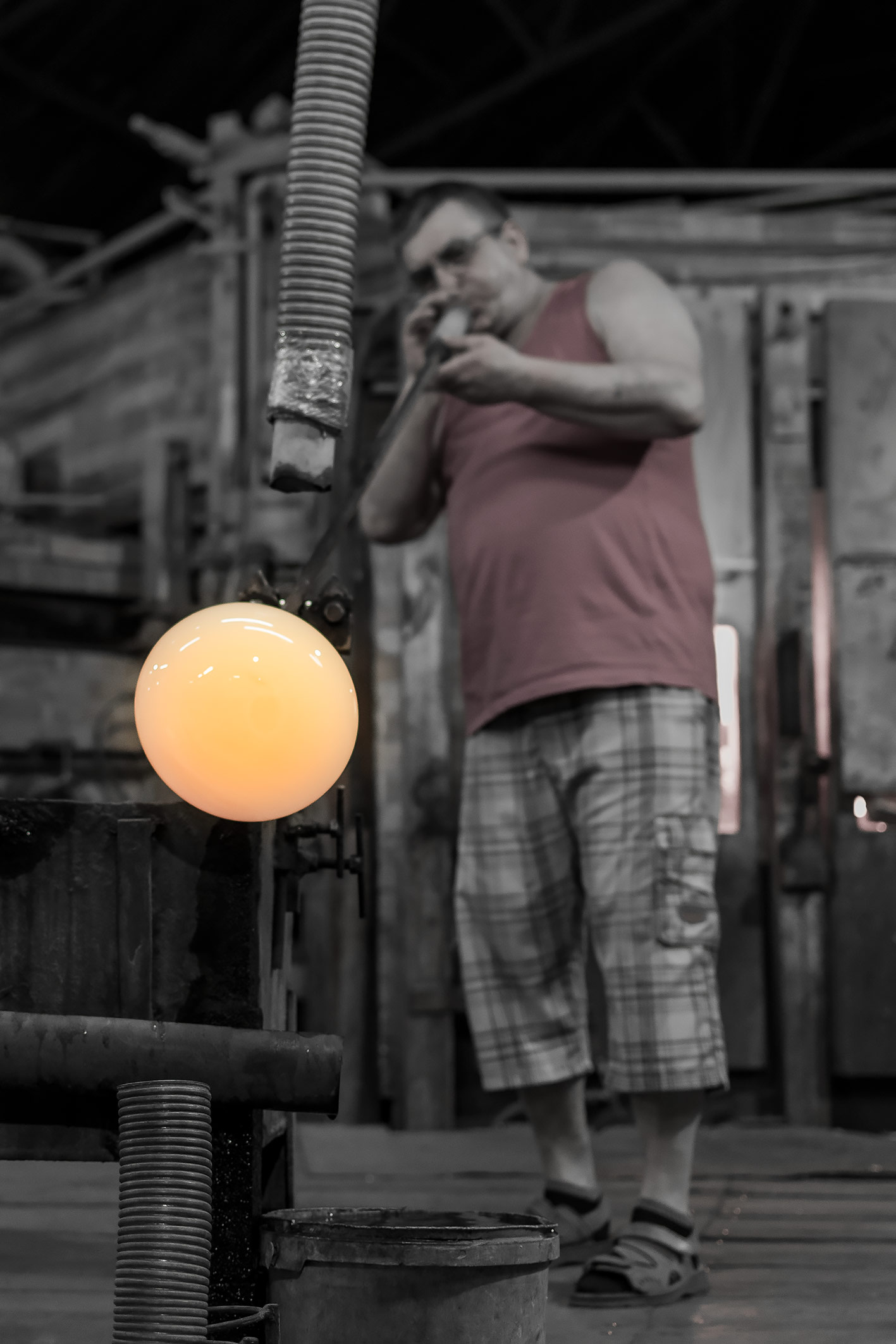 glass blowing at the glass works