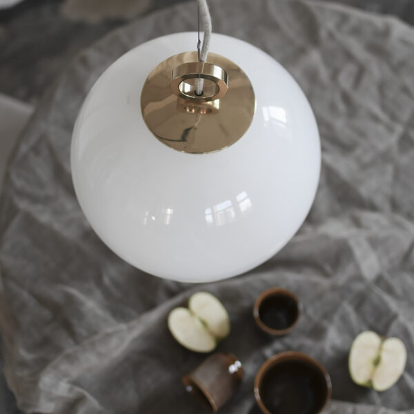 Glass Pendant Light White Ball With Ring
