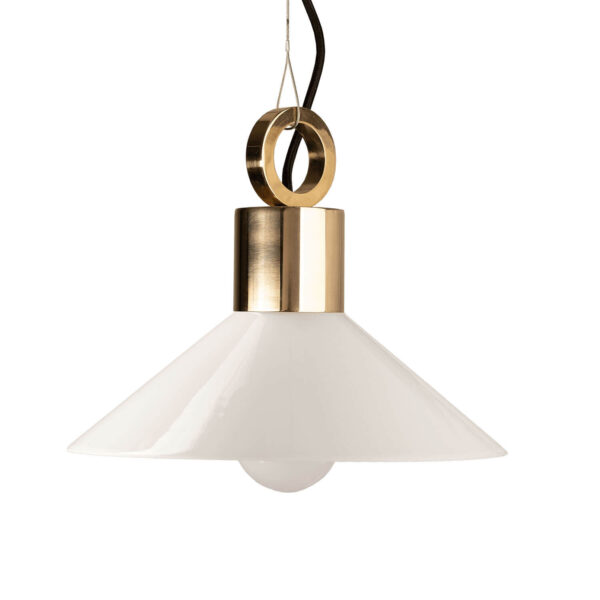 Opaline Glass Pendant Light Malmo with brass top
