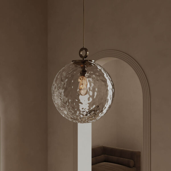lampa kula refleksyjna z pierścieniem w hallu
