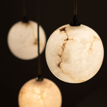 selene triple chandelier alabaster stone marble like lampshade pendant